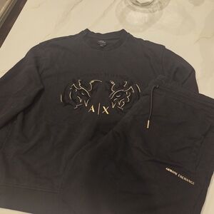 Armani Exchange Black Sweatshirt and Joggers Set
